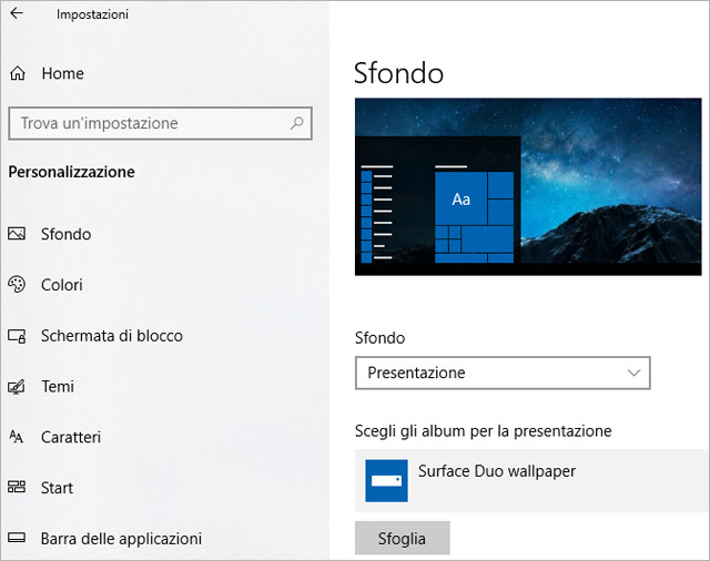 Windows 10: uno slideshow personalizzato per gli sfondi del sistema operativo