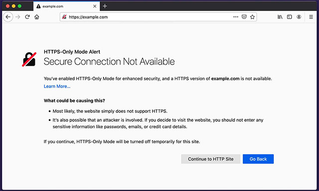 La funzionalità HTTPS-Only Mode di Firefox 83