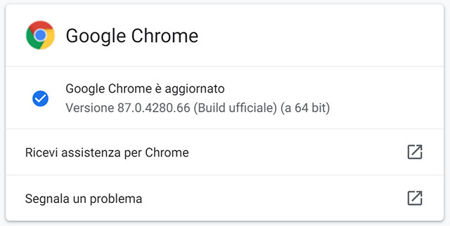 La versione 87 del browser Chrome di Google