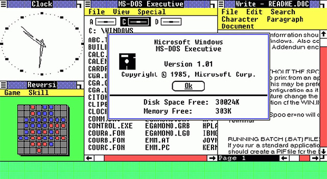 L'interfaccia di Windows 1.01