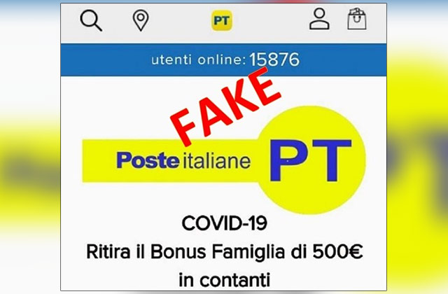 Il falso messaggio da Poste Italiane sul Bonus Famiglia da 500 euro