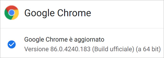 La versione desktop di Chrome è stata aggiornata alla release 86.0.4240.183