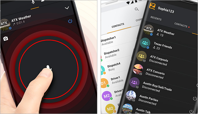 Screenshot per l'applicazione Android di Zello