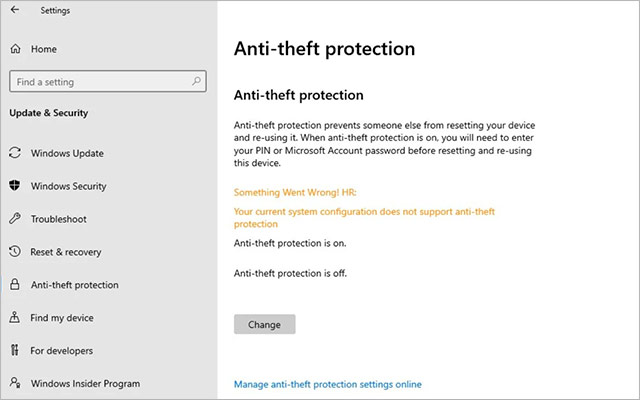 La funzionalità Anti-Theft Protection di Windows 10X