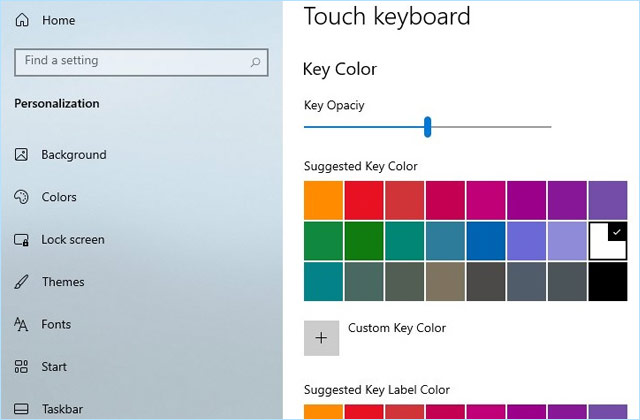 Le personalizzazioni per la tastiera touch di Windows 10