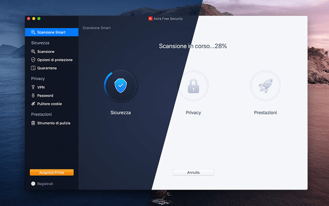Uno screenshot di Avira Security per Mac