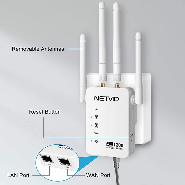 Ripetitore Wi-Fi 1200Mbps Dual Band Netvip - 1