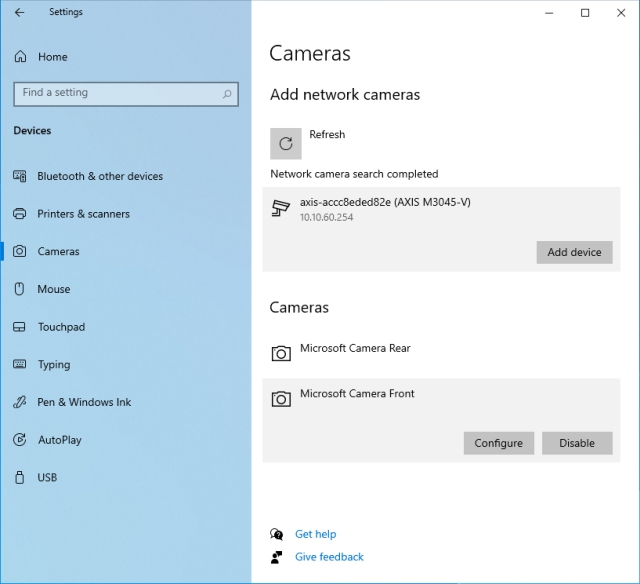 Windows 10 Camera settings