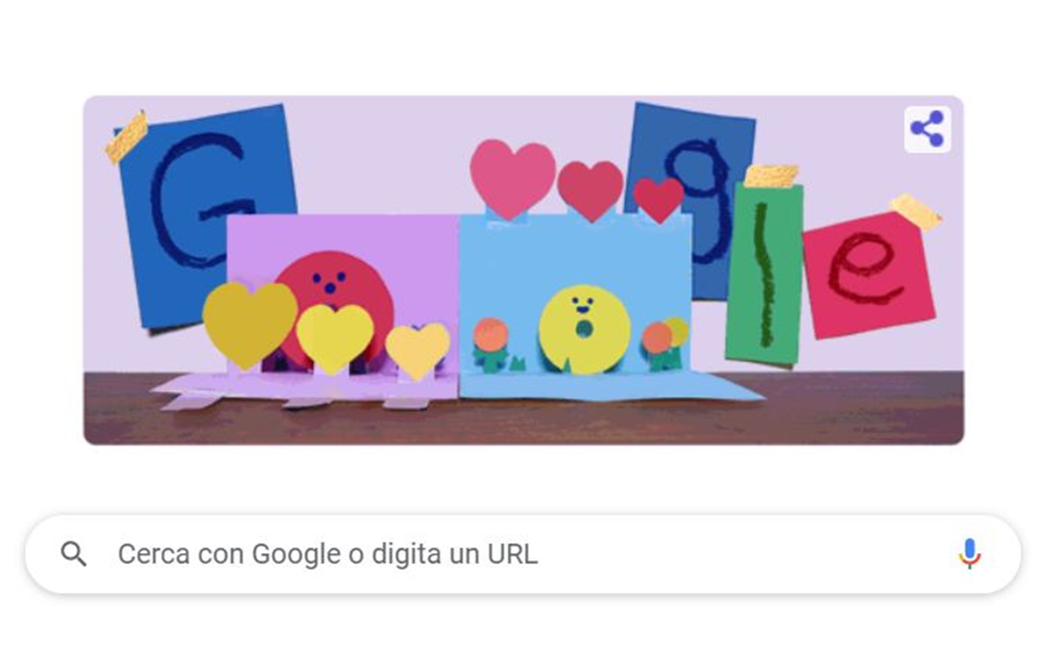 Google dedica il doodle di oggi alla Festa della mamma