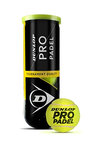 Dunlop Pro, Palla da padel Unisex adulto, Giallo (Yellow), non applicabile confezione 3