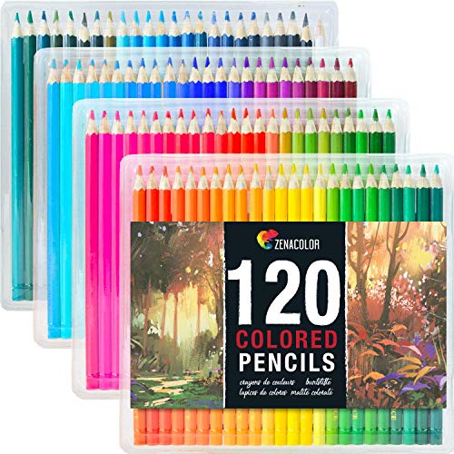 Set di 120 Matite Colorate da Zenacolor – 120 Colori Unici per Disegnare e Libri da Colorare Adulti – Facile Accesso con 4 Vassoi – Set Ideale per Artisti, Adulti