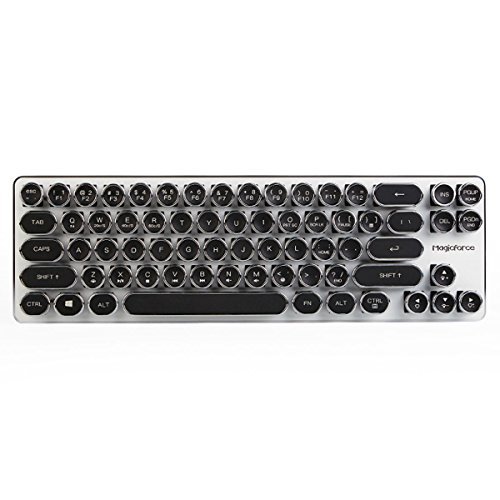 Vacanze scontate del 20% Qisan 68 Keys Mini Mechanical Gaming Keyboard with Kailh Blue Switches and Black Keycaps – Vintage Style, Black silver, White Light
