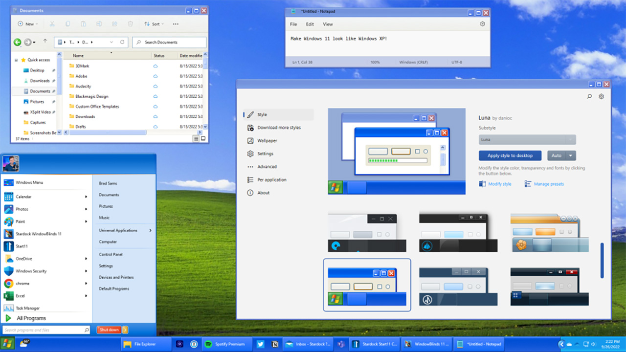 Windows 11 si trasforma in Windows XP con WindowsBlinds 11 (ma non è economico)