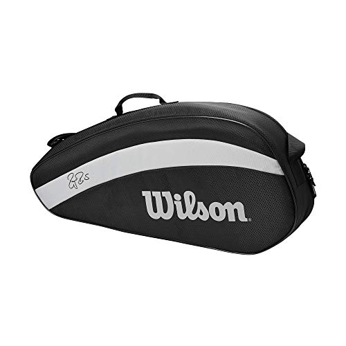 Wilson Fed Team, WR8005801001 Borsone per Racchette da Tennis, per 3 Racchette, Nero/Bianco