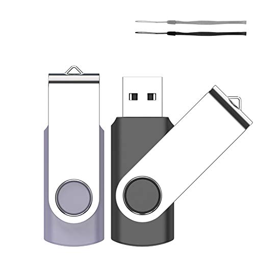 SRVR – 2 pezzi Memory stick USB flash drive, multicolore, USB 2.0 con cappuccio LED display cordino (1GB, 2 colori misti)