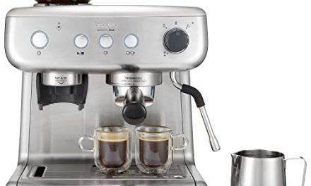 Breville Macchina per caffè espresso Barista Max, sistema Thermoblock con tecnologia PID, vaporizzatore, pompa italiana 15 bar, capacità 2.8 l, 1550 W, Macina caffè integrato, Argento