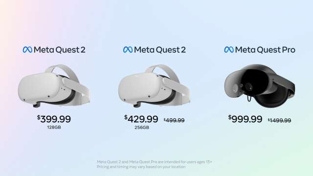Meta Quest 2 e Quest Pro - nuovi prezzi