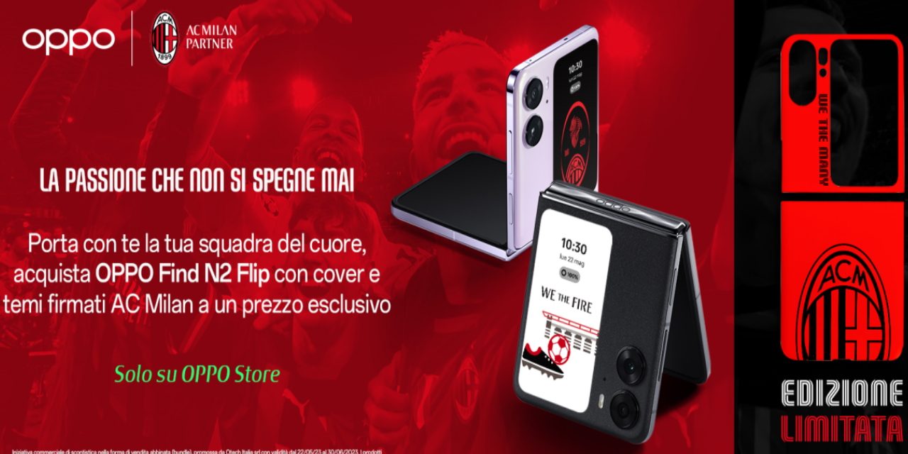 OPPO Find N2 si colora di rosso e nero con le nuove cover targate AC Milan