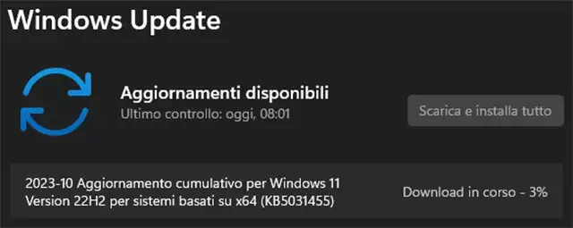 L'aggiornamento KB5031455 per Windows 11
