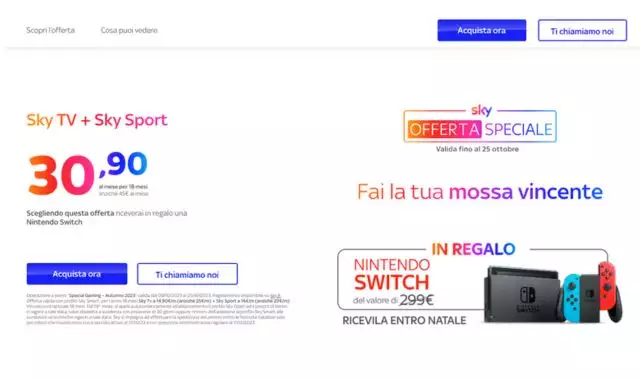 Sky TV e Sky Sport offerta Nintendo Switch