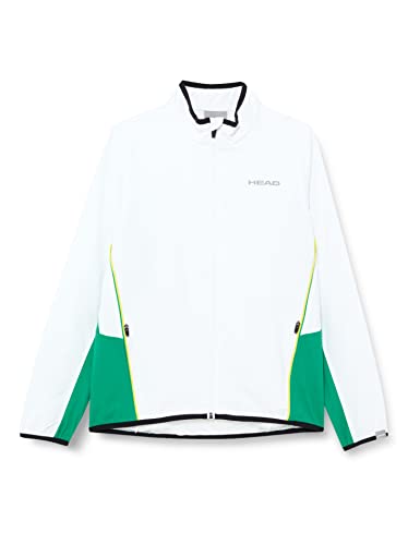 HEAD Club Jacket B Abbigliamento da Tennis, Bianco/Verde, M Bambini e Ragazzi