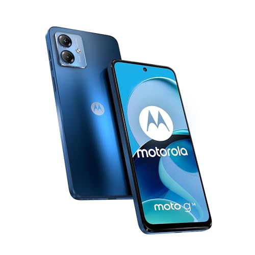 Motorola moto g14 (4/128 GB espandibile, Doppia fotocamera 50MP, Display 6.5″ FHD+, Unisoc T616, batteria 5000 mAh, Dual SIM, Android 13, Cover Inclusa), Blu (Blue)