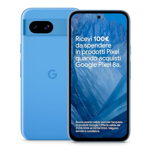 Google Pixel 8a smartphone Android sbloccato con innovativa fotocamera Pixel, batteria con 24 ore di autonomia e sicurezza avanzata, Azzurro cielo, 128GB