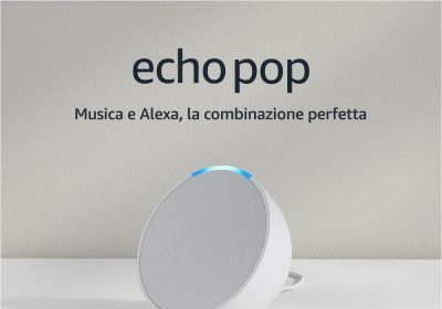 Echo Pop | Altoparlante Bluetooth intelligente con Alexa, compatto e dal suono potente | Bianco ghiaccio