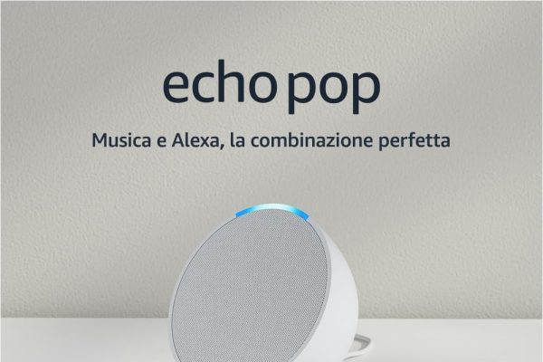 Echo Pop | Altoparlante Bluetooth intelligente con Alexa, compatto e dal suono potente | Bianco ghiaccio