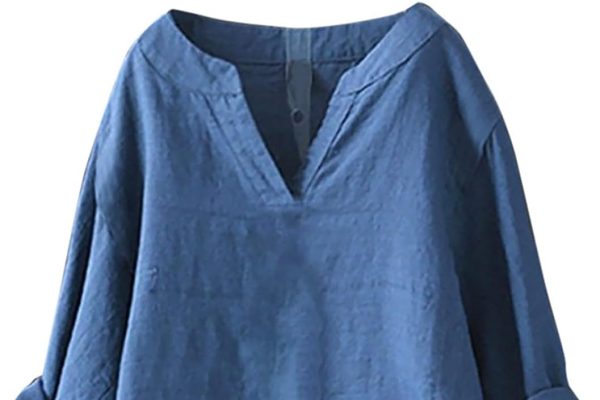 Uwdiohq Camicia di Pizzo Camicia a Maniche Lunghe in Cotone e Lino Tinta Unita da Donna Gonna da Spiaggia Bluse Eleganti da Cerimonia Magliette Maniche Corte Donna