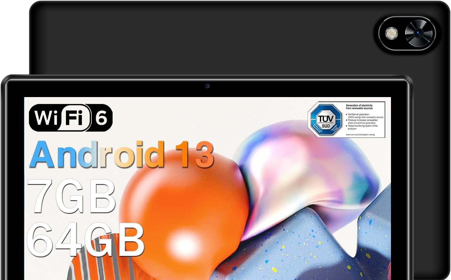 DOOGEE U9 Tablet 10 Pollici 7GB RAM + 64GB ROM (1TB TF), WiFi 6 Tablet Android 13, 10.1” 1280 * 800 HD+ IPS Tablet PC, Tablet in Offerta Bluetooth 5.0/5060mAh/OTG/Tipo C/3.5mm Headphone Jack, Nero