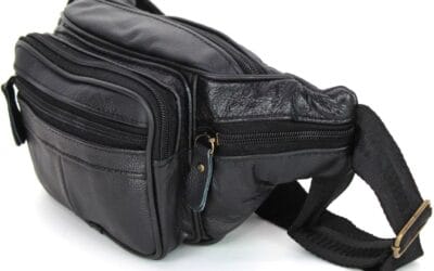 Marsupio In vera pelle cuoio da uomo donna con cinta regolabile borsa a tracolla borsello casual moderno vintage elegante monospalla con 6 tasche in offerta (Nero)