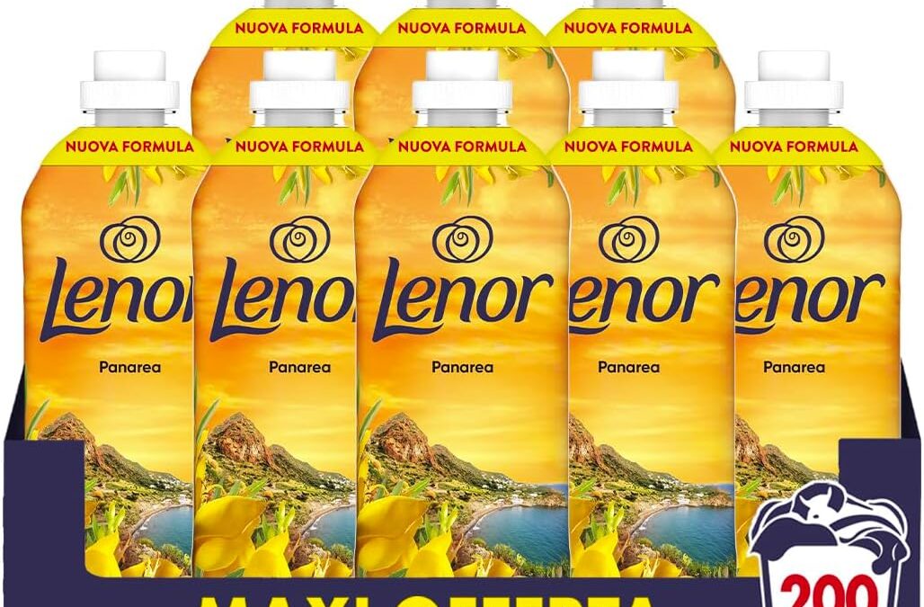 LENOR Ammorbidente Lavatrice Concentrato, 200 Lavaggi (25×8), Atmosfere D’Italia Panarea, Freschezza Di Lunga Durata E Morbidezza Di Origine Vegetale, Lenzuola Profumate Fino A 1 Settimana