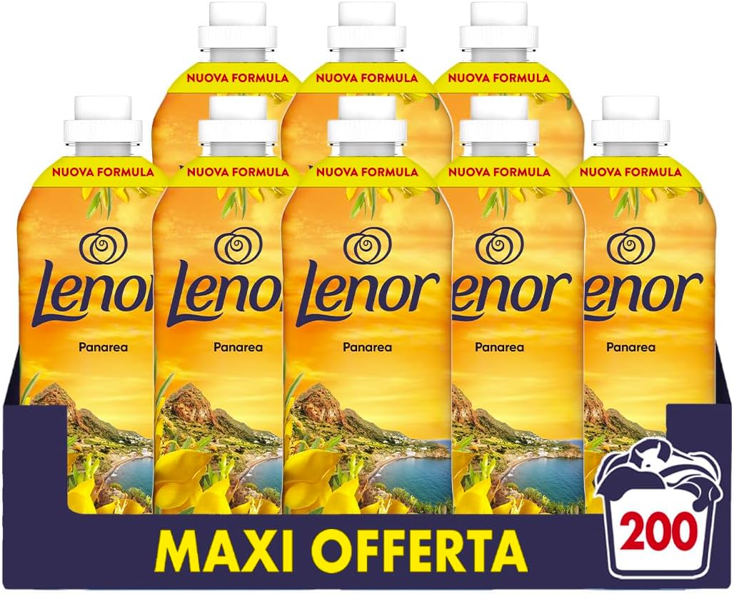 LENOR Ammorbidente Lavatrice Concentrato, 200 Lavaggi (25×8), Atmosfere D’Italia Panarea, Freschezza Di Lunga Durata E Morbidezza Di Origine Vegetale, Lenzuola Profumate Fino A 1 Settimana