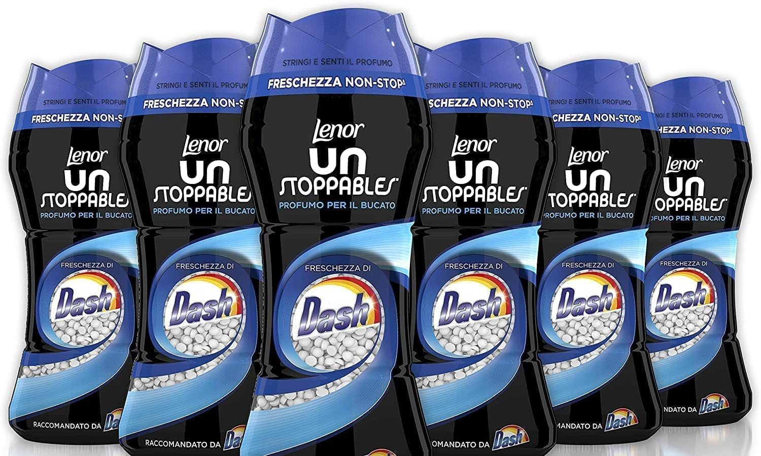 Lenor Profumatore Bucato Perle Profumate Lavatrice, Unstoppables Freschezza Di Dash, Confezione da 6 (6 x 210 g), Intensificatore di Profumo, Maxi Formato, 100% Plastica Riciclata