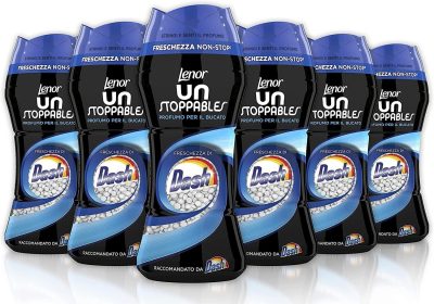 Lenor Profumatore Bucato Perle Profumate Lavatrice, Unstoppables Freschezza Di Dash, Confezione da 6 (6 x 210 g), Intensificatore di Profumo, Maxi Formato, 100% Plastica Riciclata