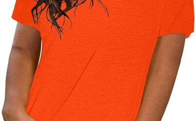 Uwdiohq Top Casual in Cotone Tinta Unita da Donna Girocollo Manica Corta Top Camicie Camicie Larghe Magliette Top Larghi Casual Camicette Eleganti in Estiva Semplice Comodo Tee