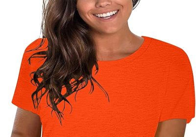 Uwdiohq Top Casual in Cotone Tinta Unita da Donna Girocollo Manica Corta Top Camicie Camicie Larghe Magliette Top Larghi Casual Camicette Eleganti in Estiva Semplice Comodo Tee