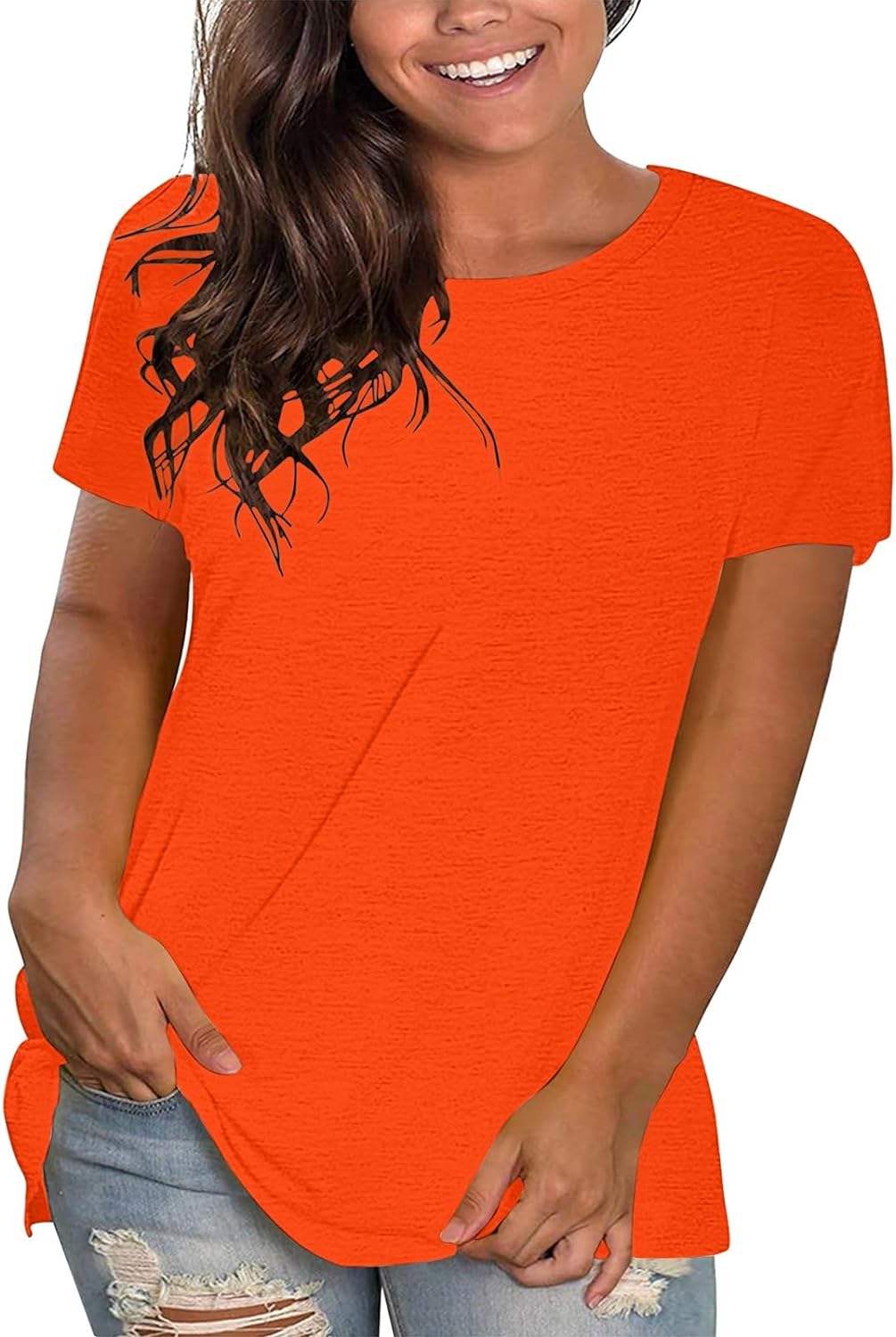 Uwdiohq Top Casual in Cotone Tinta Unita da Donna Girocollo Manica Corta Top Camicie Camicie Larghe Magliette Top Larghi Casual Camicette Eleganti in Estiva Semplice Comodo Tee