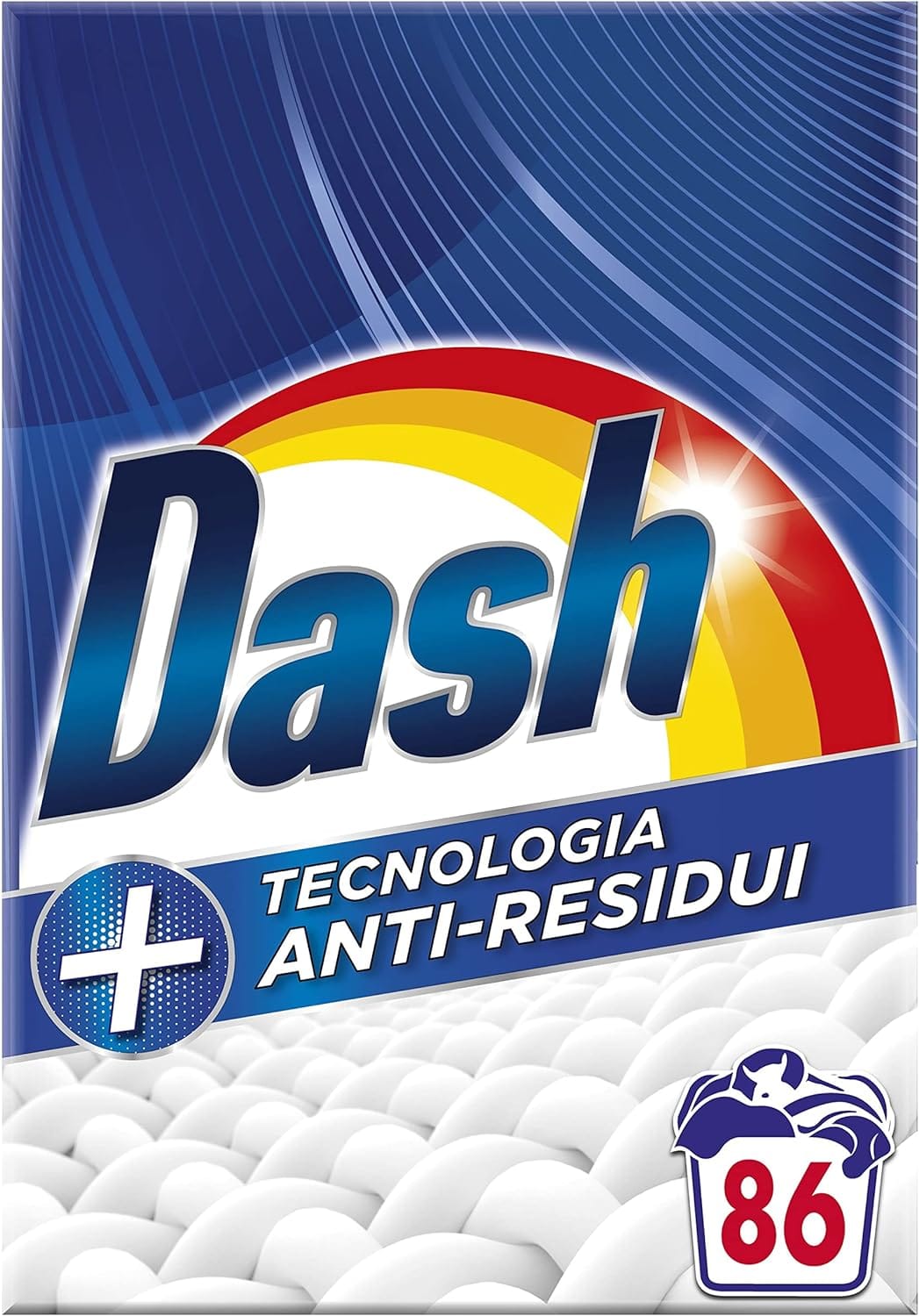 Dash Detersivo Lavatrice In Polvere, 86 Lavaggi, Tecnologia Anti-Residui, Rimuove Le Macchie, Efficace Anche A Freddo E In Cicli Brevi