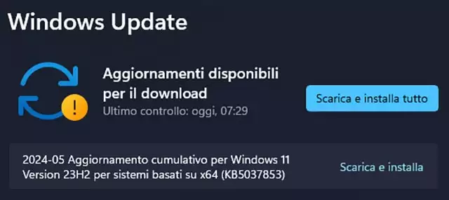 L'aggiornamento cumulativo opzionale KB5037853 per Windows 11