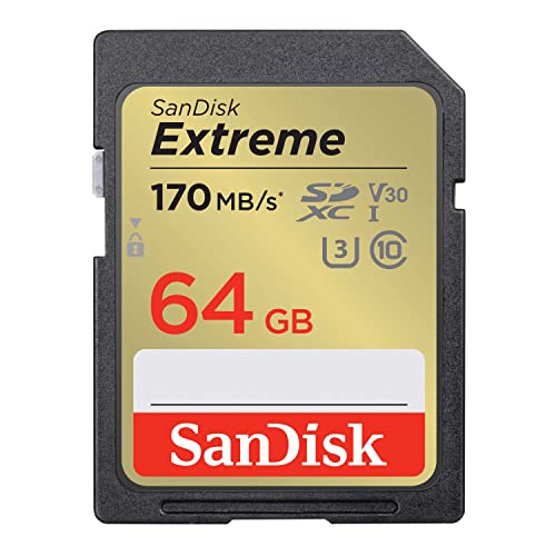 SanDisk Scheda SDXC Extreme da 64 GB + RescuePRO Deluxe, fino a 170 MB/s, UHS-I, Classe 10, U3, V30