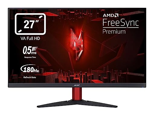 Acer Nitro KG272S3bmiipfx, Monitor Gaming PC 27″, Display VA Full HD 180 Hz, 0,5 ms, 16:9, FreeSync Premium, HDMI (2.0), DP (1.2), Lum 250 cd/m2, ZeroFrame, Speaker Integrati, Cavo HDMI Incluso