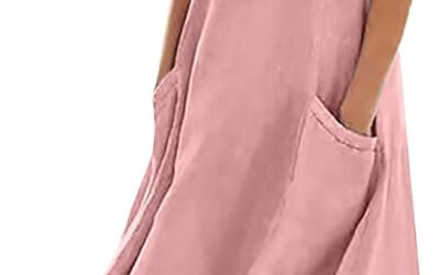 Cocila Summer Dresses for Women Abito Casual da Donna Solido Abito Tondo con Scollo a V Senza Maniche Abito con Taschino Abito Ampio Abiti Corti Invernali Vestitini Estivi Donna