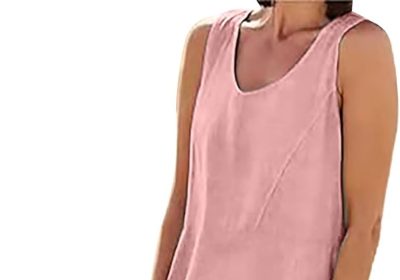 Cocila Summer Dresses for Women Abito Casual da Donna Solido Abito Tondo con Scollo a V Senza Maniche Abito con Taschino Abito Ampio Abiti Corti Invernali Vestitini Estivi Donna
