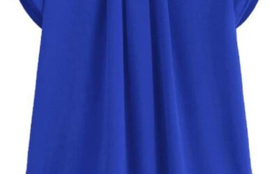 Uwdiohq Pantaloni Taglie Comode Camicetta da Donna a Maniche Corte in Chiffon a Maniche Corte a Maniche Corte a Maniche Corte a Tinta Unita Maglione Lungo Dietro