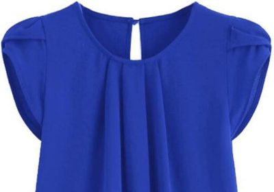 Uwdiohq Pantaloni Taglie Comode Camicetta da Donna a Maniche Corte in Chiffon a Maniche Corte a Maniche Corte a Maniche Corte a Tinta Unita Maglione Lungo Dietro