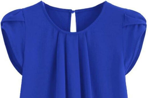 Uwdiohq Pantaloni Taglie Comode Camicetta da Donna a Maniche Corte in Chiffon a Maniche Corte a Maniche Corte a Maniche Corte a Tinta Unita Maglione Lungo Dietro