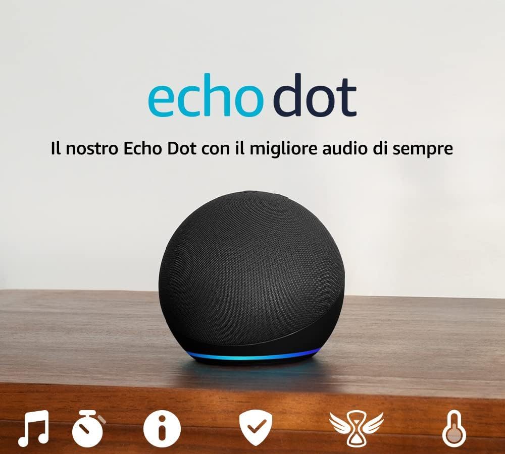Echo Dot (5ª generazione, modello 2022) | Altoparlante intelligente Wi-Fi e Bluetooth, suono più potente e dinamico, con Alexa | Antracite