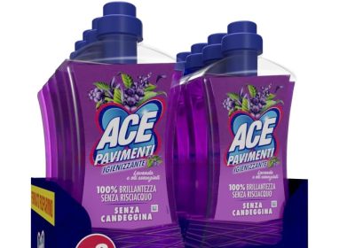 ACE Pavimenti Igienizzante Lavanda ed Oli Essenziali, Senza Candeggina, 8 Flaconi da 1 Litro